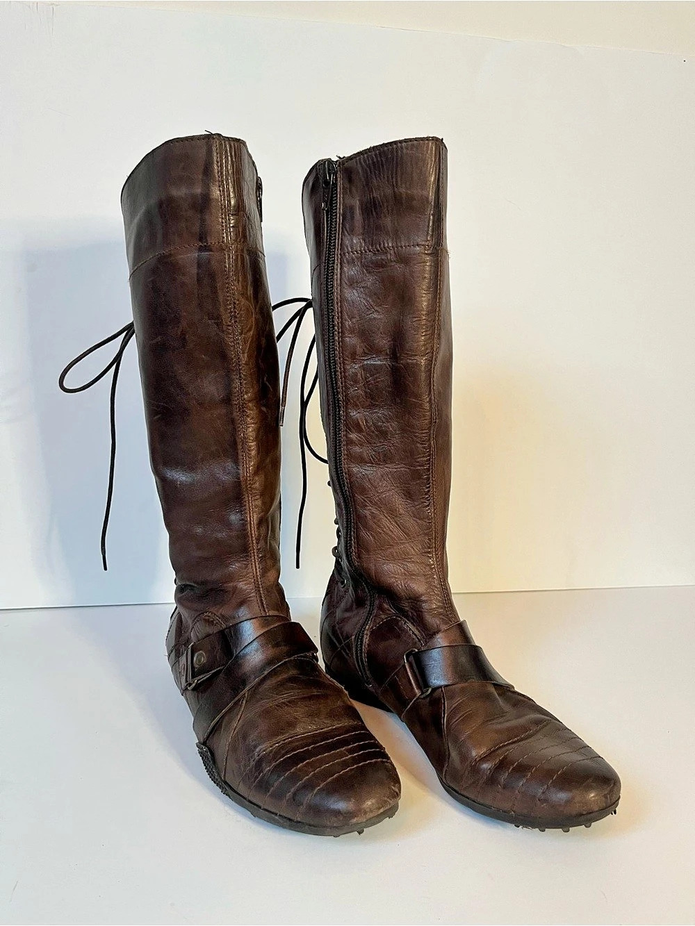 Brown Lace-Up Knee high Boots